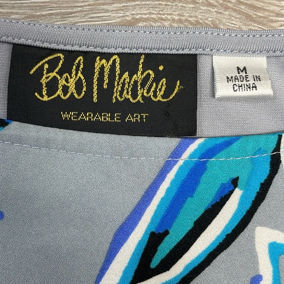 NWOT Bob Mackie Wearable Art Gray Floral Blouse Short Sleeve Kaftan M - Picture 9 of 12